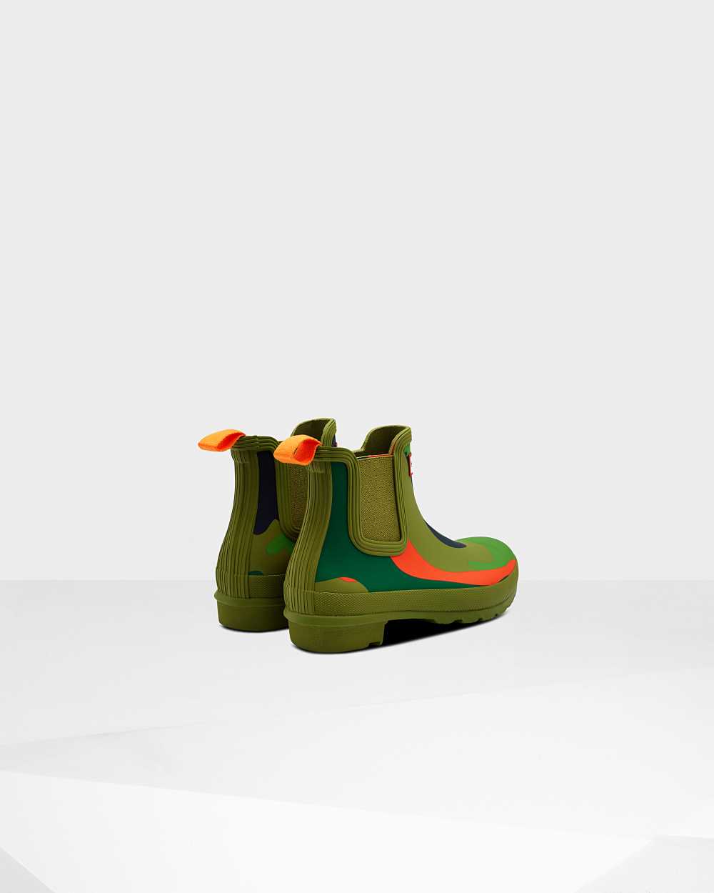 Hunter Original Rockpool Camo Women's Chelsea Boots NZ-33907V Green Camo